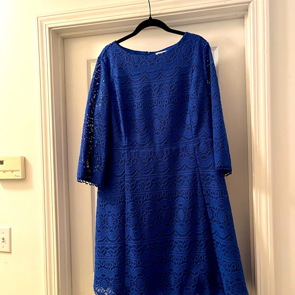 Chico’s cobalt blue lace dress. Size 3. Worn once.